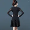 Scene Wear Latin Dance Dress Professional High-klass Training Female Adult Gaze Sexig Autumn Long Sleeve Table Costume