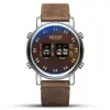 Megir personalidade design criativo rolo masculino relógio clássico pulseira de couro atmosfera fosco dial wearproof vidro cristal mineral 263g