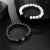 Bracelets de charme 8 mm Tiger Eye Hematite Stone Beads Bracelet Ensembles Cross Healing Balance Yoga Couple pour hommes