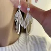 Stud Earrings Korean Crystal Tassel Chain Snowflake For Women Christmas Jewelry Shell Leaf Heart Flower Pearl Pierce Dangle Gift