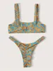Sexig Micro Bikini 2023 Kvinnor Orange Leopard Push Up Padded Thong Swimsuit Female Cut Out Bathing Swimwear Trajes de Bao 231227