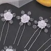 Haarspeldjes 6 stuks sets bloemen handgemaakte mode haarspelden bruiloft accessoires ontwerp zilver kleur hoofd sieraden haarspeldjes