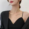 Collares colgantes bicapas de hiphop amando la cadena del cuello del corazón de la clavícula del esmalte negro de acero inoxidable para mujeres joyas de fiesta de gargantilla