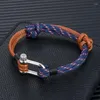 Charm armband mkendn högkvalitativ shackle män kvinnor läder nautisk överlevnad paracord armband campaing sport krokar smycken212p