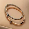 Fashion Round Crystal Buckle Thin Armband Bangle Rose Gold Color rostfritt stål Chrismas Women Party Gift2186
