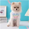 Designer Dog Harness Leashes Set With Classic Letter Pattern Brand Vest For Small Dogs Adjustable Step In Puppy Harnesses Soft Comf Dhhkj