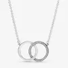 100% 925 Sterling Silver LOGO Intertwined Circles Necklace Fashion Women Wedding Engagement Jewelry Accessories250z