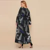 Abbigliamento etnico Moda Robe Musulmano Stampato Pannello a maniche lunghe Abito da donna grande Abiti maxi per le donne