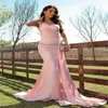 Um ombro rosa elegante vestido de baile 2024 Dubai árabe sereia plus size vestidos de noite com trem vestido de festa de aniversário roupas vestio de fiesta encantador mariage