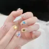 Falso unhas coloridas strass de plástico redondo cola brilhante na falsa para salão profissional de unhas