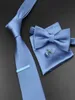 Men039s Tie Bowtie Set Luksusowy pracownik biznesowy Niebieski czarny stały kolor jedwabny poliester Jacquard tkany krawat przyjęcie weselne 26932089