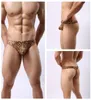 Mens underkläder underbyxor Sexig lätt mjuk andningsbar leopardtryck t -formade manliga bikini -trosor man thongs och g strängar4305036