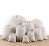 Gift Wrap 50pcs Cotton Drawstring Bags Packing Pouches Reusable Muslin Storage For Wedding Birthday Favors Party Christmas1933563