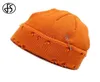 Fs décoration de broche tendance conception de trou usé des bonnets courts et tricots hiver-tricot beanie hip hop pour femmes hommes orange coule Cap8591228