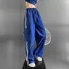 Kadın Pantolon Jmpes Çizgili Patchwork Kadınlar Kargo Amerikan Tarzı Moda Sokak Giyim Gevşek Geniş Bacak Y2K Kadın Hip Hop Sweatpants