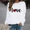 Kvinnors blusar Fashion Womenvalentine's Day tryckt långärmad O Neck Topps Blus Swetshirt Damer Sweat Top