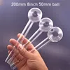 Partihandel 50mm Big Ball Glass Oil Burner Pipes 8 tum tjockt glas rökande vattenrör transparent klar pyrex bubbler bong hopah rök tillbehör billigast