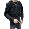 European Station Light Luxury 2023 New Hoodie Men's Autumn and Winter Long Sleeped Round Neck Shirt With Hot Diamond Embrodery Mortile