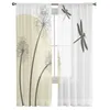 Curtain Dandelion Dragonfly Sheer Curtains Window for Living Room Bedroom Blinds Kids Home Decor 231227