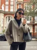 Solid V Neck Single Breasted Long Sleeved Jacket Women's Fashion Casual Autumn Winter Warm Coat 2023 Female Chic Street Outwear 231227