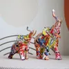 Vilead Graffiti Elephant Sculpture Resin Animal Standue Modern Pop Street Art Figurines Home Living Room Decoratie Interieur 231227