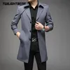 Мужская длинная траншея Mael Wursbreaker Casual Classic Trench Coat Men Clothing Casual Jacket Overwear BF8908 231227