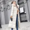 Women's Trench Coats 2023 Winter Jacket Warm Fashion Bow Belt Fur Collar Coat Long Dress Women Thick Korean Style Quilted