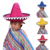 Breite Krempe Hüte Sombrero Strohhut Mexikaner Party Cap Po Requisiten Diademuertos Festival Sonne