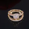 Luxury Micro Paved 2PC Bridal Sets Golden Color Surprise Christmas Meaninful Gift For Girlfriend Wedding Accessories Ring302Z