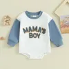 2023 10 05 LIORITIIN 0 18M Baby Boy Sweatshirt Romper Letter Mönster Lång ärm Jumpsuit för spädbarns småbarn Fall Outfit 231228