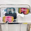 Womens Luxe en modieuze buitenski -bril Designer Hoogwaardige super grote fit Goggles Heren Kleurrijke skiglazen met doos