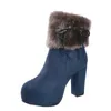 Chaussures d'hiver Femmes hautes Boots Fur Fat Warm Fory For Super Square Talon 10cm 230922