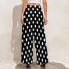 Damesbroek Zwart-wit Polka Dot Print Recht Trendy Moderne Kunst Casual Wijde Pijpen Dames Oversize Esthetische Grafische Broek