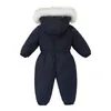 -30 Kış bebek giysileri Sıcak tulumlar Sınırlar Snowsuits Girl Boy Kapüşonlu Ceket Su Geçirmez Tulumlar Kayak Takımları Çocuk Ceket Outerwear 231227