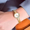 Armbandsur högkvalitativt mässing Band Women's Watch Quartz Vintage Luxury Antique Crystal 24K Gold Medieval Style