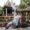 Ethnische Kleidung 2023 Chinesischer allmählicher Farbwechsel Tai Chi Kleid weiblicher Frühling und Herbst Elegantes Trainingsleistungsset W54
