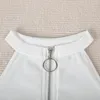 Camisoles tankar kvinnliga streetwear fast färg skörd topp kvinnor ribbed halter blixtlås gyaru camisole båt hals ärmlösa kläder