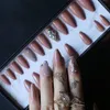 Cercueil Nude Glossy Press sur les ongles avec boîte AB holographique Crystal caviar Faux ongles Gel Cover Faux ongles Ballet tan 231227