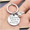 Key Rings Stainless Steel Key Rings Wing Charm Letter Not Sister Keychains For Best Friend Fashion Jewelry Gift Drop Deliver Dhgarden Dhata