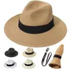 Berets For Woman Simple Casual Summer Sun Visor British Style Beach Cap Fedoras Panama Hat Weave Straw