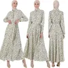 Abbigliamento etnico alla moda Abaya Donne musulmane Maxi abiti stampati floreali Dubai kaftan camicia da festa islamica camicia a maniche lunghe femme ventidos