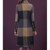 Autumn Winter Women Grid Fashion Grid Long Caloroso cappotto a doppio petto da donna Outwear Abbigliamento sciolto di fascia alta per donne 231227