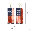 Bungelen kroonluchter Bohemen kwastje Amerikaanse vlag rijst kralen oorbellen ons Independence Day sieraden handgemaakte glazen oorbel voor Dhgarden Dhdjp