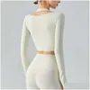 Lu Yoga Lemon Women Slim Halter Ribbed Shirts Bra Long Sleeve Crop Top Running Sports Tee Gym Blouses Quick Dry Sp Alo Drop Delivery Dhcmv