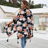 Kadın Mayo Yaz İnce Kadın Çiçek Kimono Uzun Siyah Baskı Kadın Giysileri Sıradan Gevşek Büyük Boyutlu Şifon Bluz Şık Plaj Kapağı