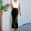 Casual Dresses Side Cutout Long Bodycon Dress Womens Summer Sleeveless O Neck Slit Sexy Evening Party Formal Occasion