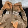 Hip Hop Dark Bat Wing Devil Horn Gothic Zip Up Giacca con cappuccio Uomo Donna Felpa oversize Kawaii Abbigliamento Harajuku Inverno Y2K 231228