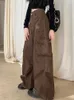 Kadın Kotları 2023 Siber Y2K Street Giyim Vintage Kahverengi Baggy Yırtık Pantolon Gothes Kadın Geniş Bacak Harajuku Moda Leydi Gevşek Pantolon