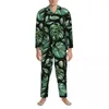 Men's Sleepwear Pajamas Men Tropical Banana Sleep Fruit Print 2 Pieces Loose Pajama Set Long Sleeve Cute Oversize Home Suit