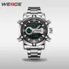 Weide relógio masculino novo luxo europeu esportes negócios movimento de quartzo analógico lcd calendário digital múltiplos tempos watch287t